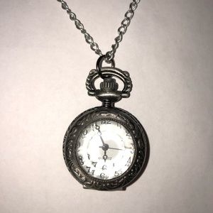 Vintage Style Silver Colored Locket Watch Pendant